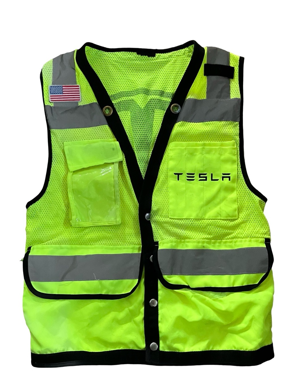 Tesla High Visibility Vest Sportex Safety Surveyor Vest 5+ Pockets Snap Close